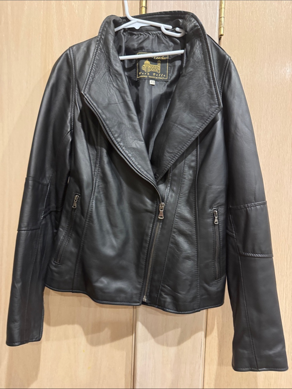 Women's Black Leather Moto Jacket by Jessica